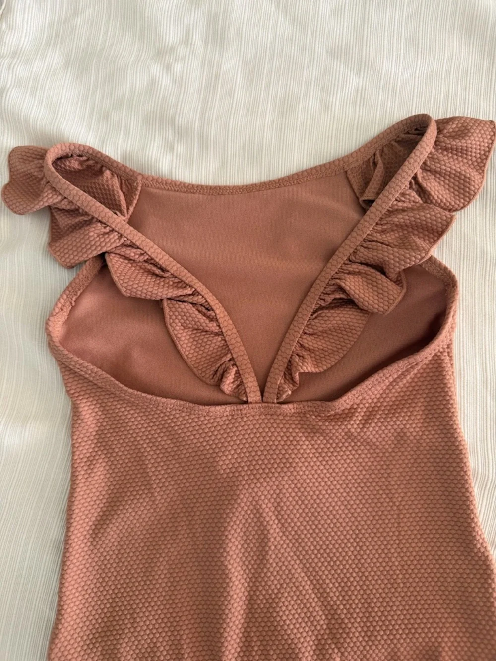 H&M Girls Rust One-Piece Swimsuit with Ruffle Straps Size 5T/6 - Picture 3 of 6